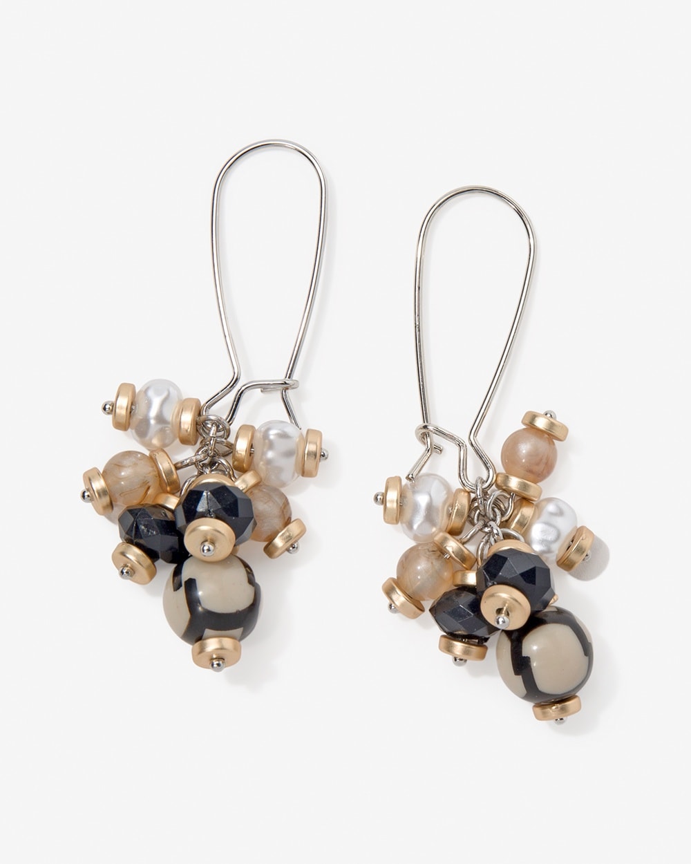 Black + Faux Pearl Cluster Earrings