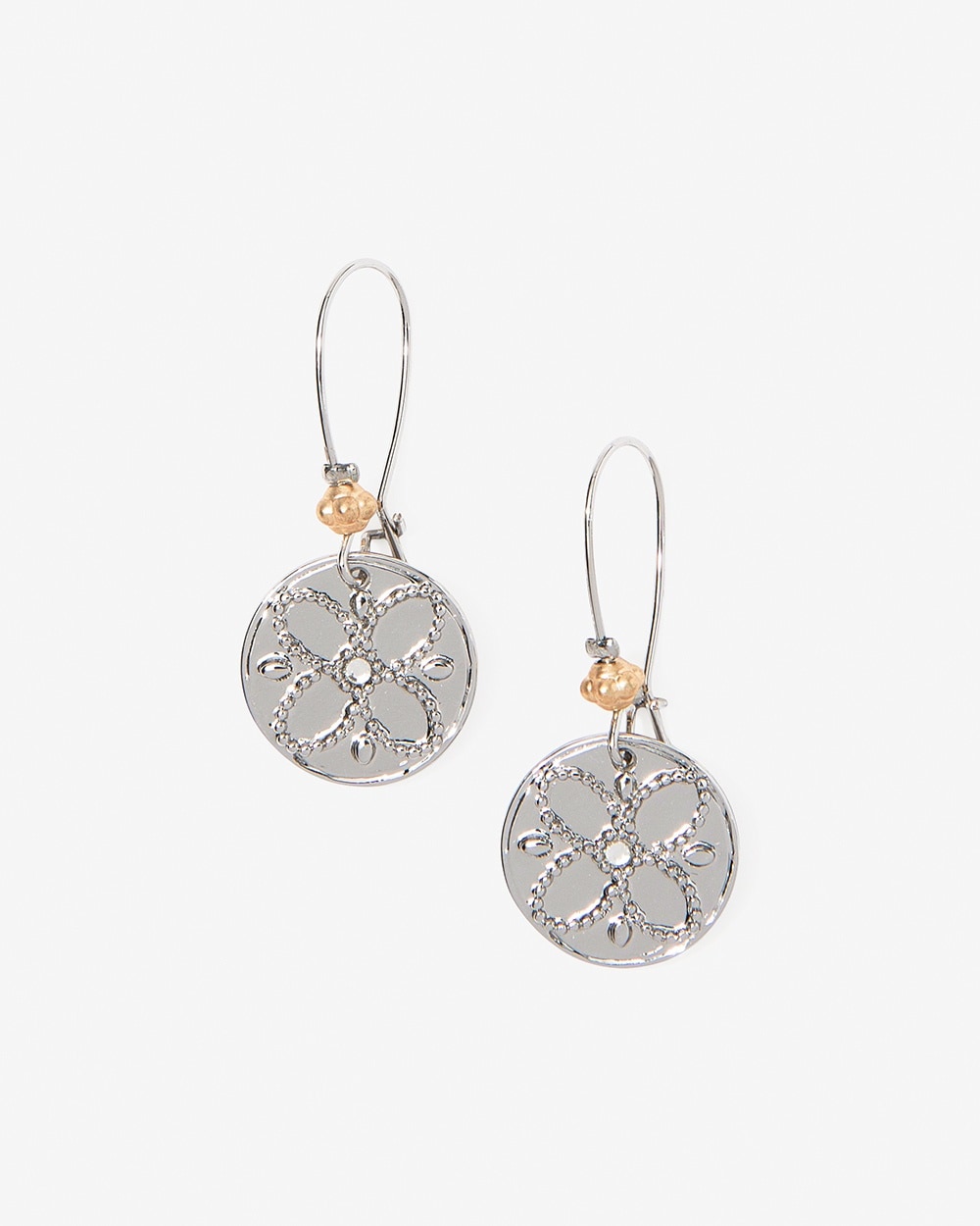 Floral Mixed Metal Wire Drop Earrings