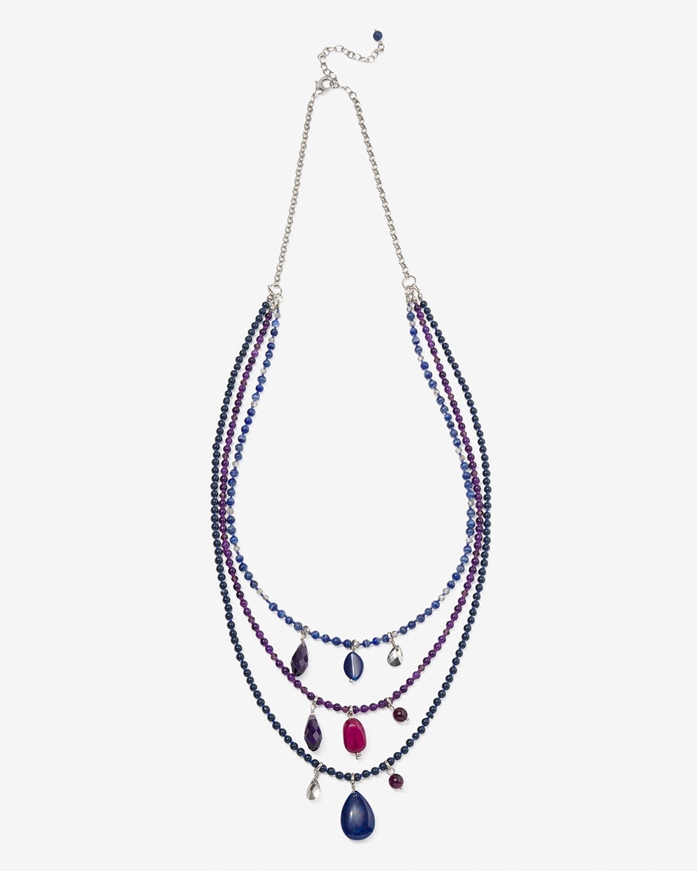 Blue + Purple Mix Long Multistrand Necklace