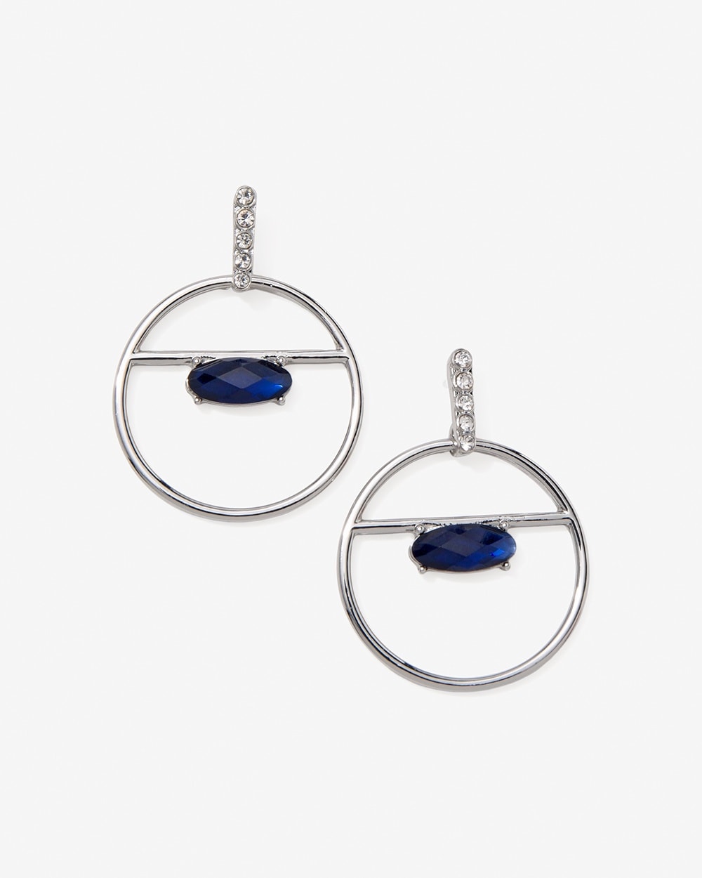 Pav\u00E9 Post Blue Stone Drop Earrings