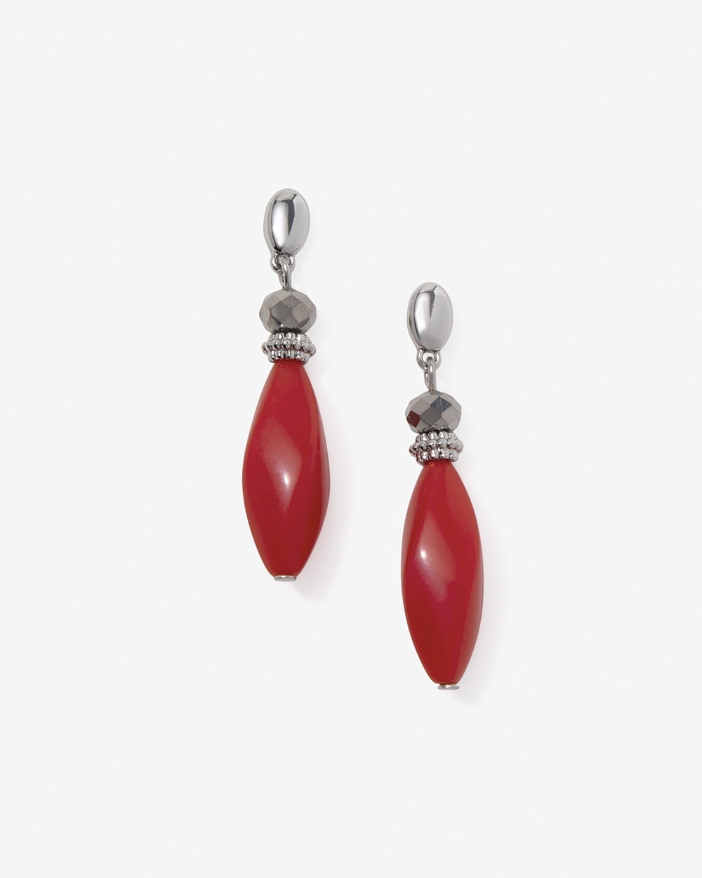 Red Hematite Sparkle Linear Earrings