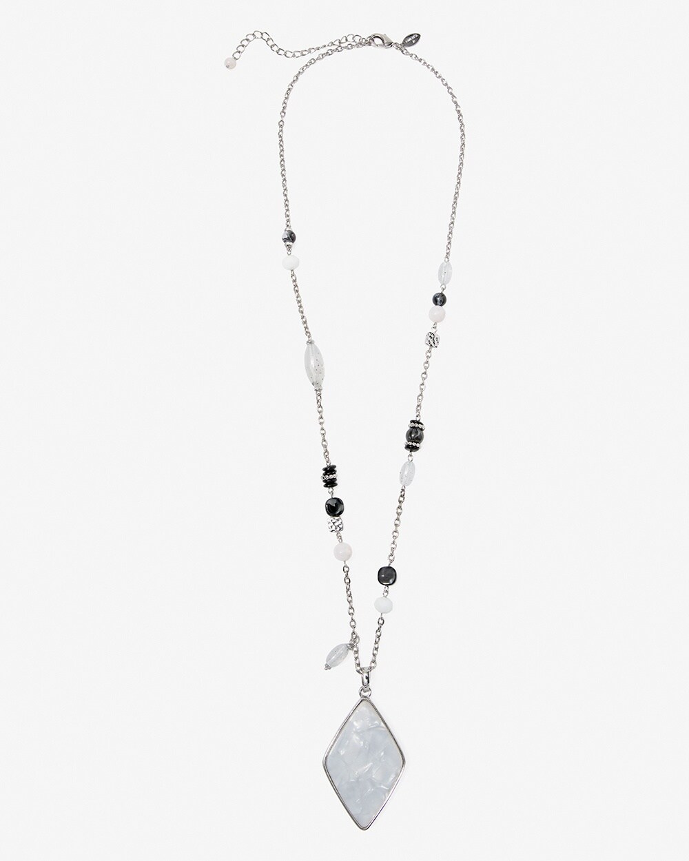 Black White Gray Reversible Pendant Necklace
