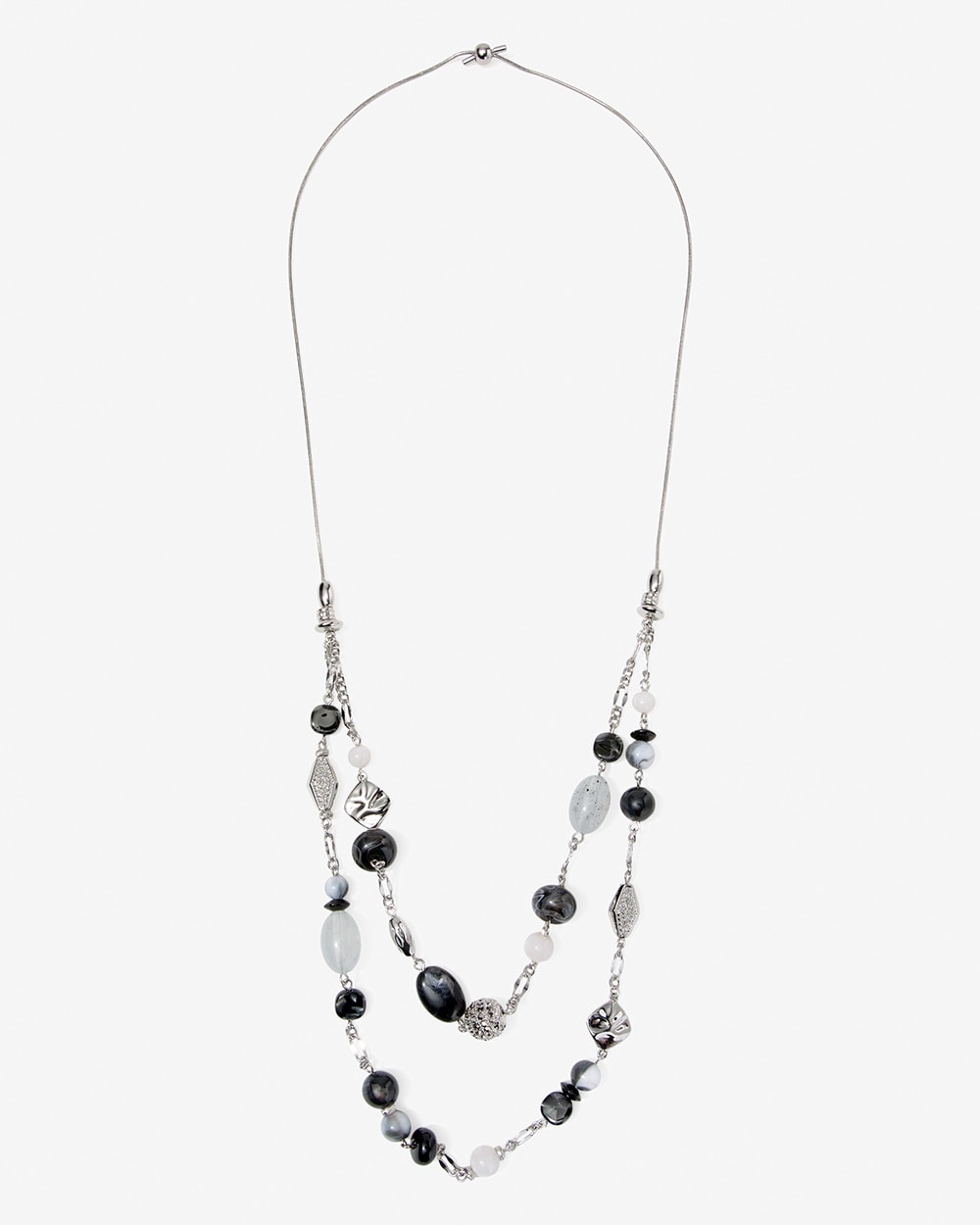 Black White Gray Adjustable Multistrand Necklace