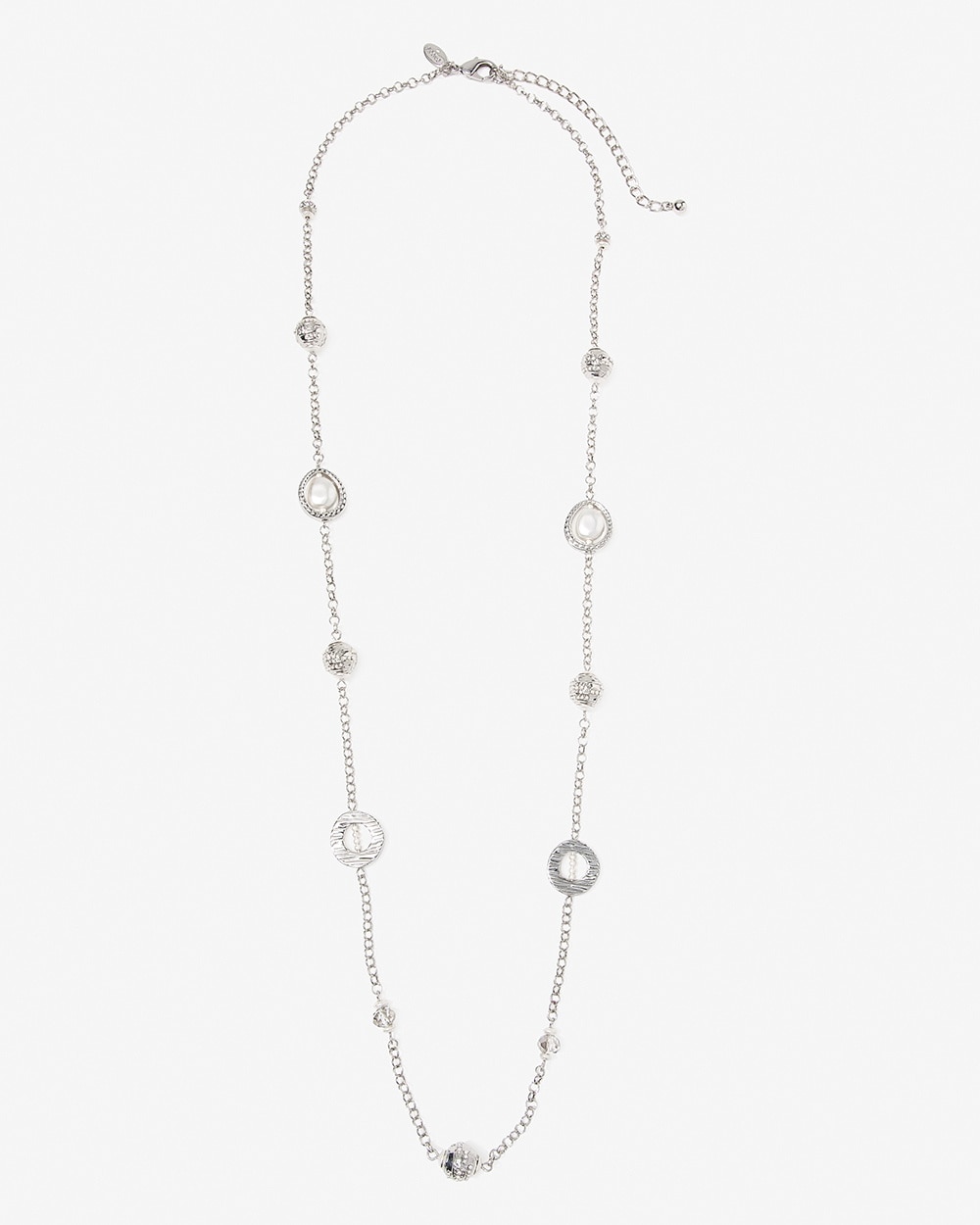 Matte Shine Silvertone Dots Necklace