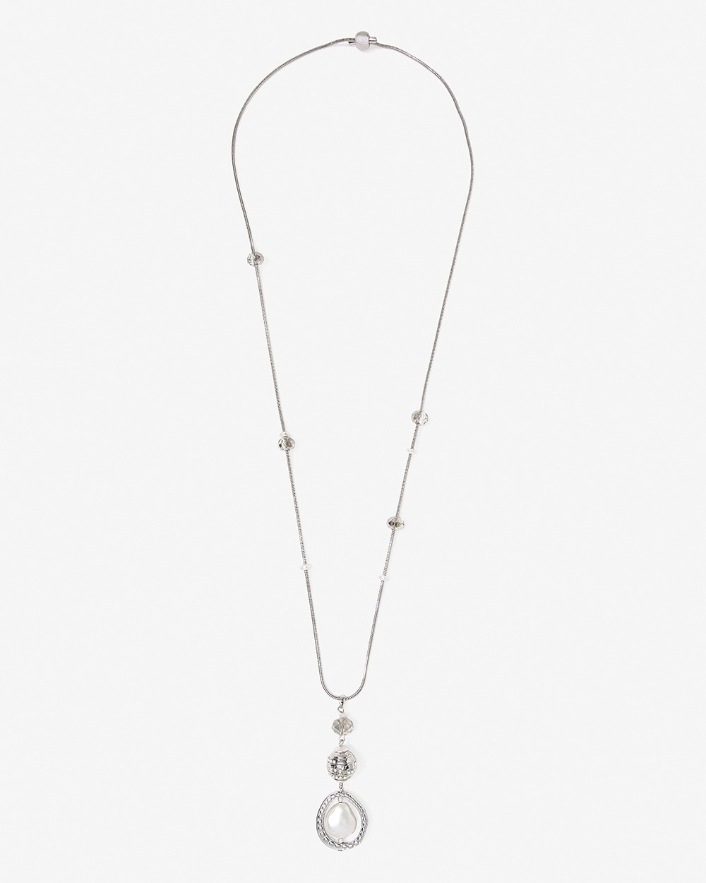Matte Shine Silvertone Dots Adjustable Pendant Necklace