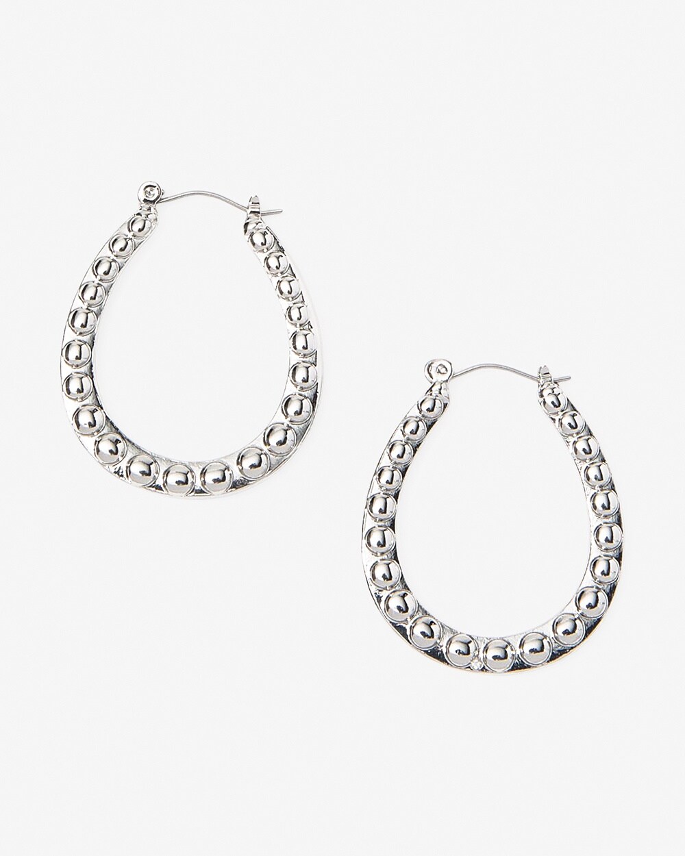Matte Shine Silvertone Dots Click-It Hoop Earrings