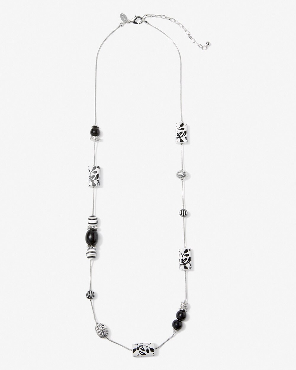 Black and White Floral Singlestrand Necklace