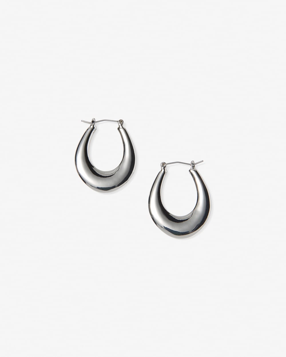 Silvertone Linked Loops Click-It Hoop Earrings