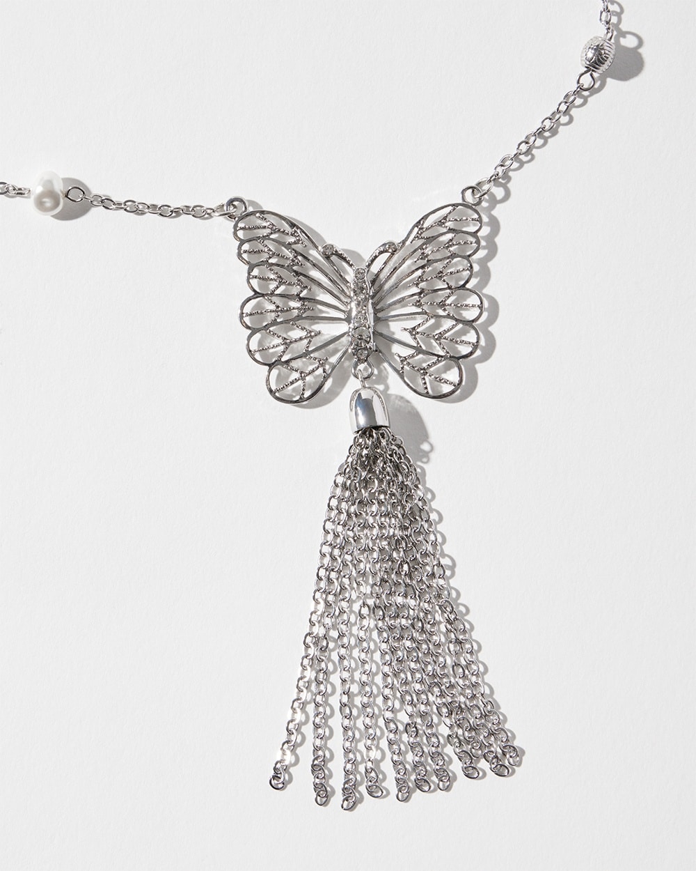 Whimsy Butterfly Pendant Tassel Necklace
