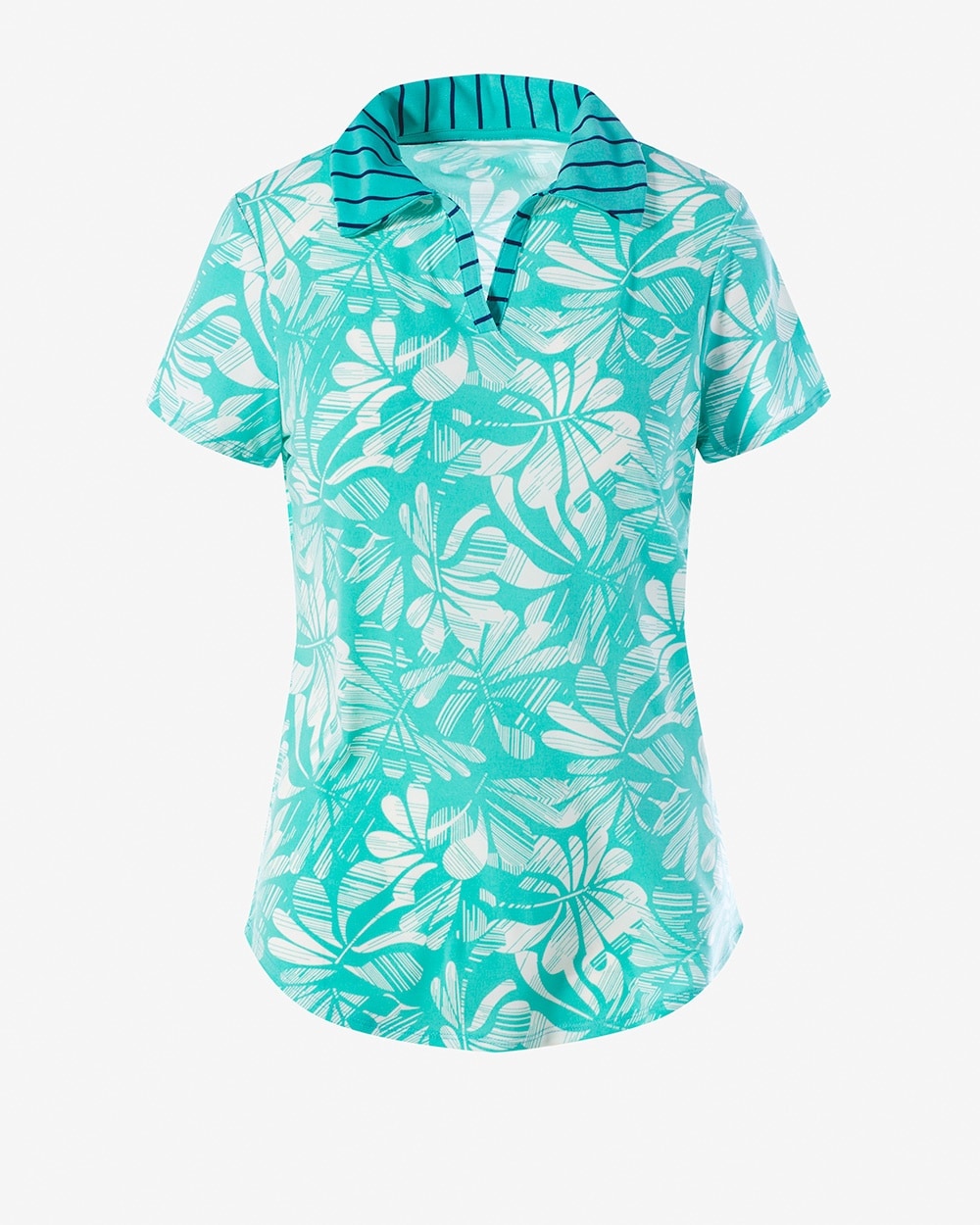 Weekends Leafy Lines Shirttail-Hem Top