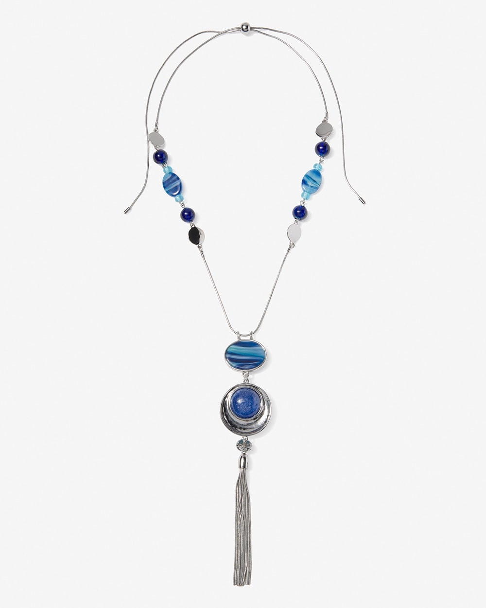 Tonal Blues Reversible Adjustable Pendant Necklace