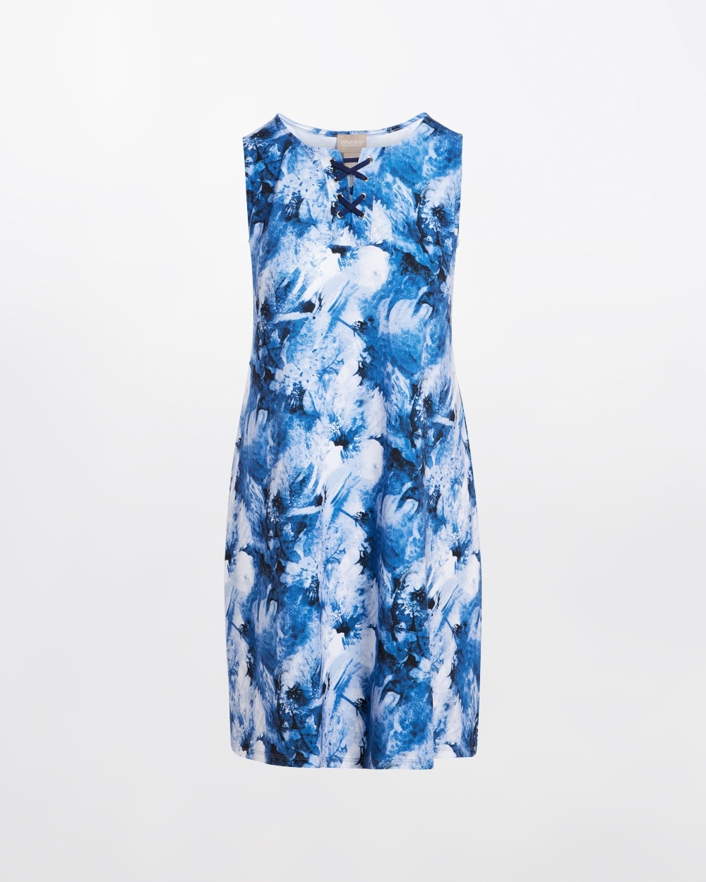 Sunlit Flowers Lace-Up Knee-Length Dress