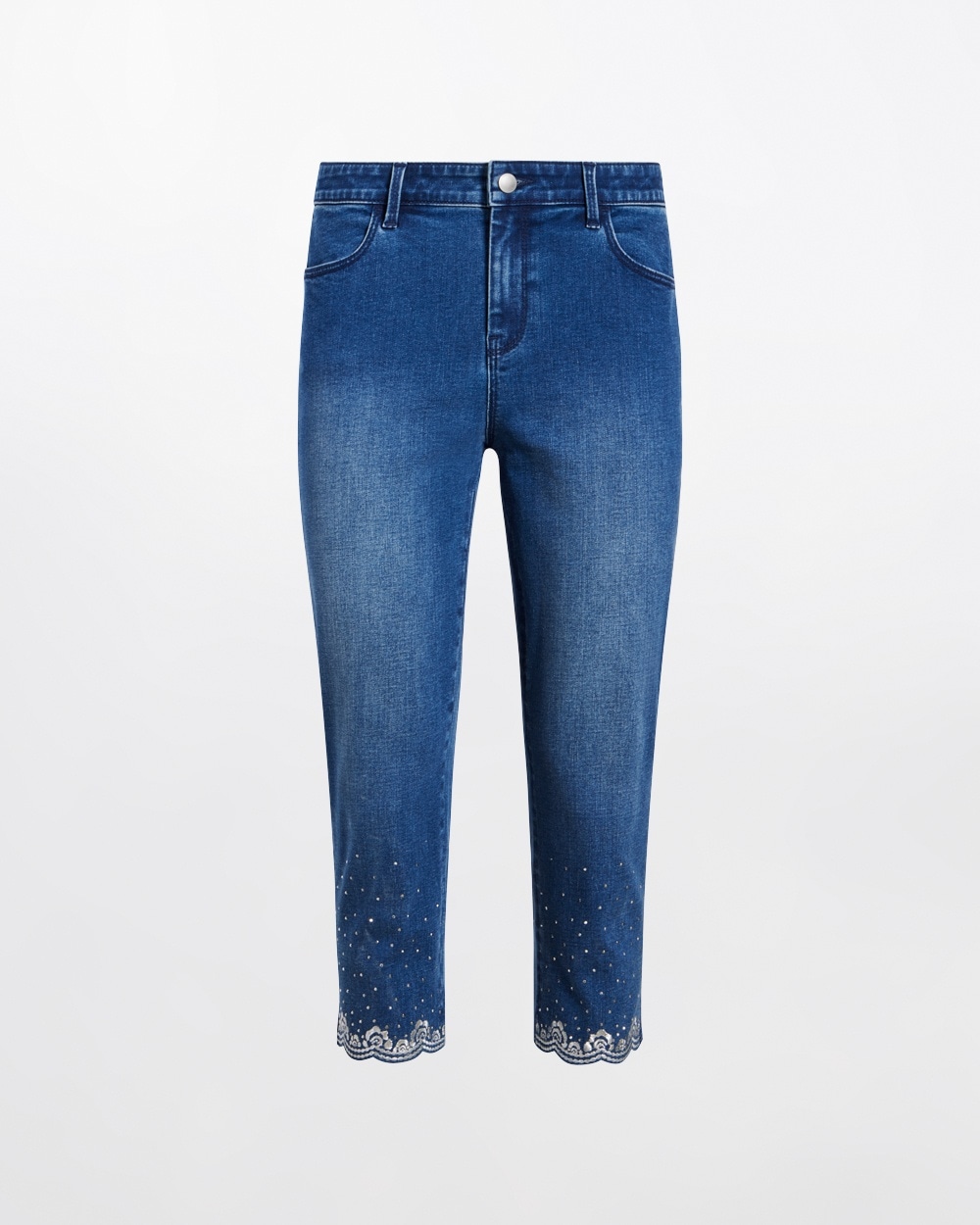 Embellished Girlfriend Capri Jeans