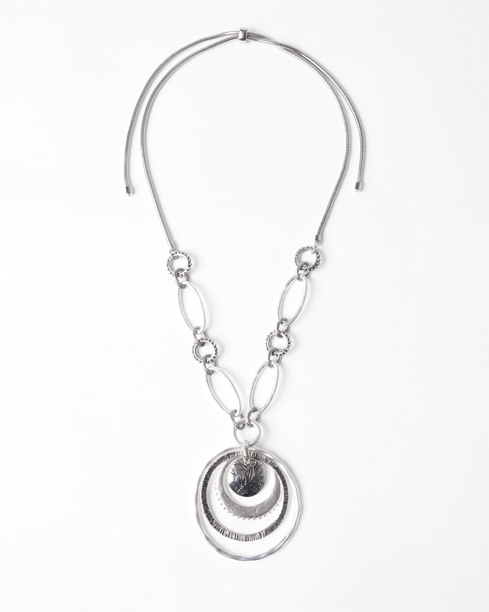 Artisan Silvertone Fern Adjustable Pendant Necklace