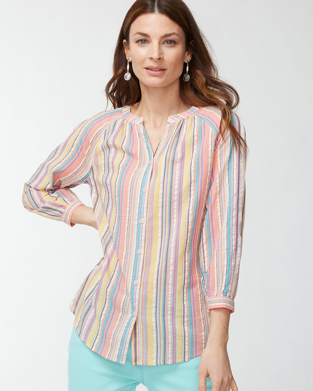Colorful Repeat Button-Front Shirt