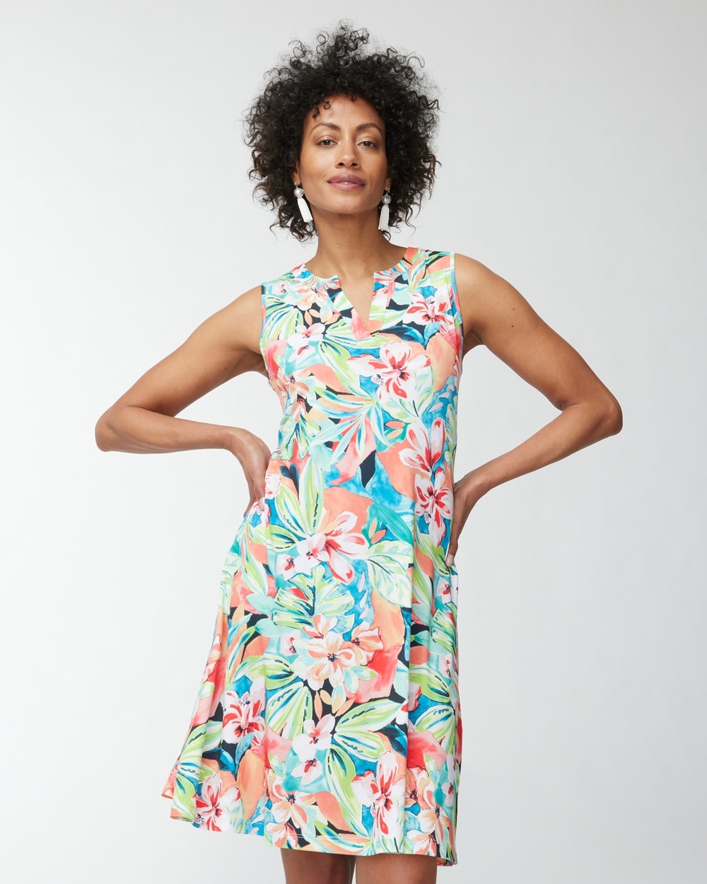 Tropical Tuft Knee-Length Dress