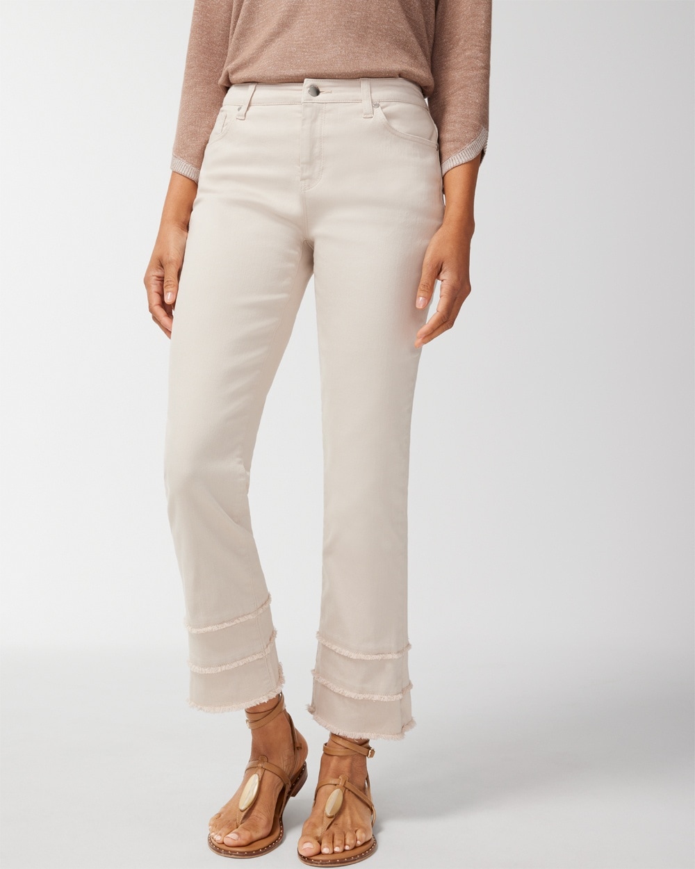 Perfect Stretch Fray Flare Girlfriend Ankle Jeans