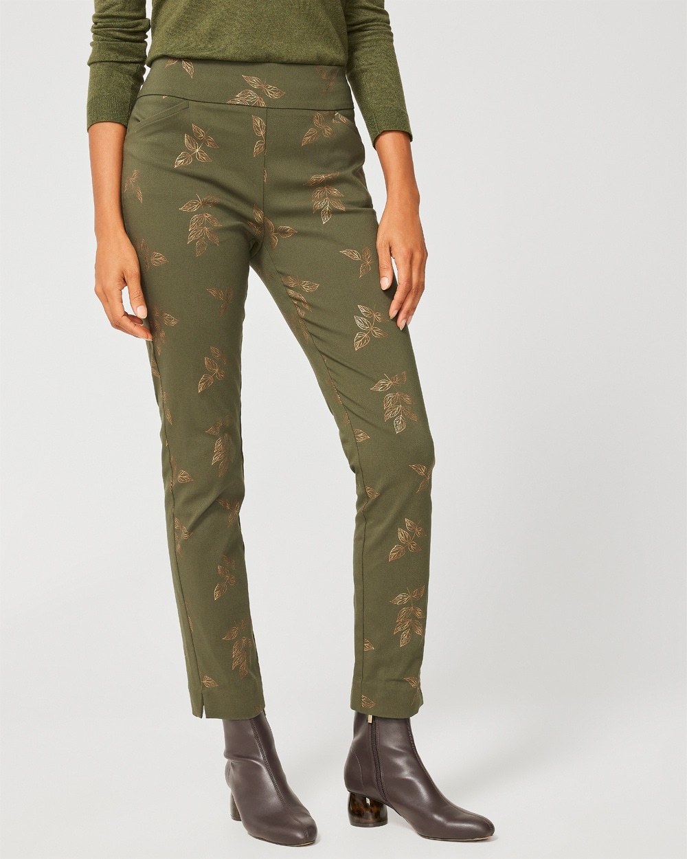 Perfect Stretch Foiled Foliage Josie Slim Ankle Pants