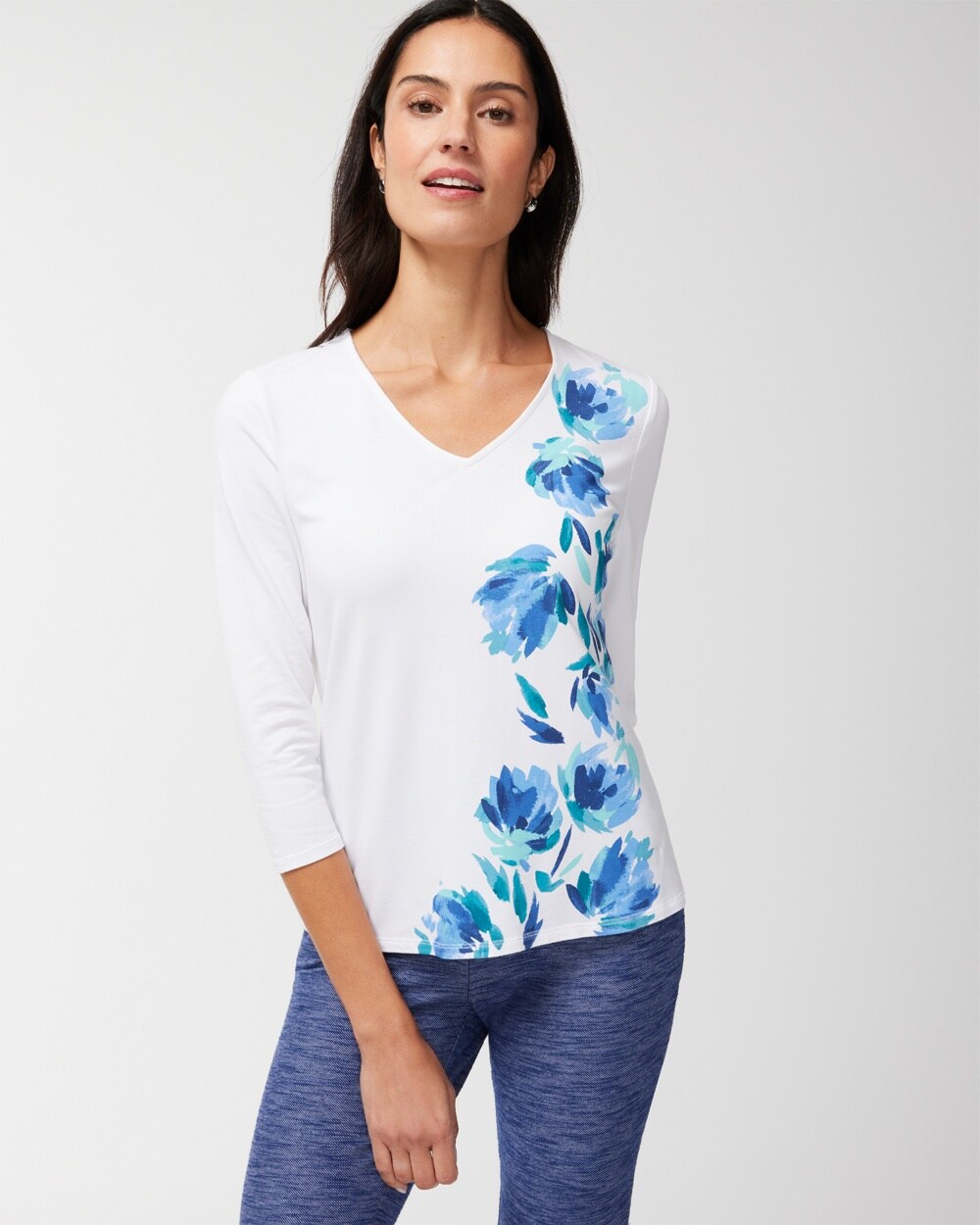 Stroked Floral Shirttail Tee