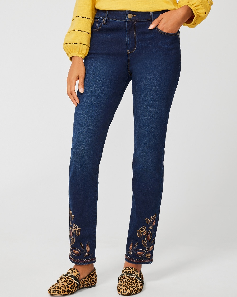 Fall Embroidery Girlfriend Ankle Jeans