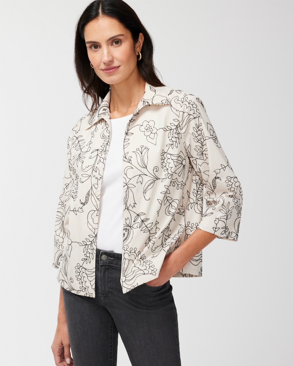 Embroidered Swing Jacket