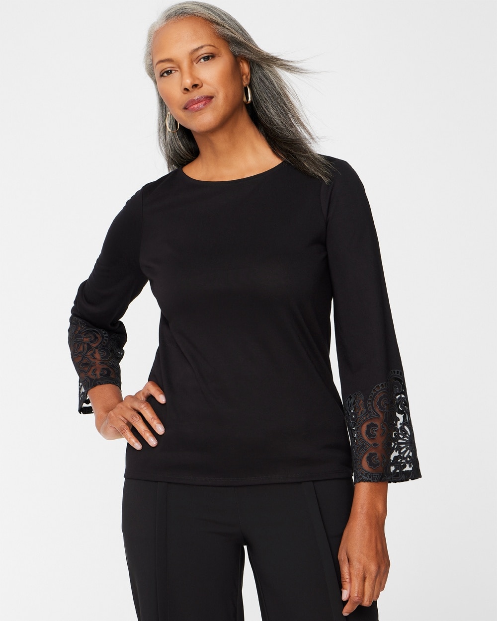 Burnout Flare-Sleeve Top