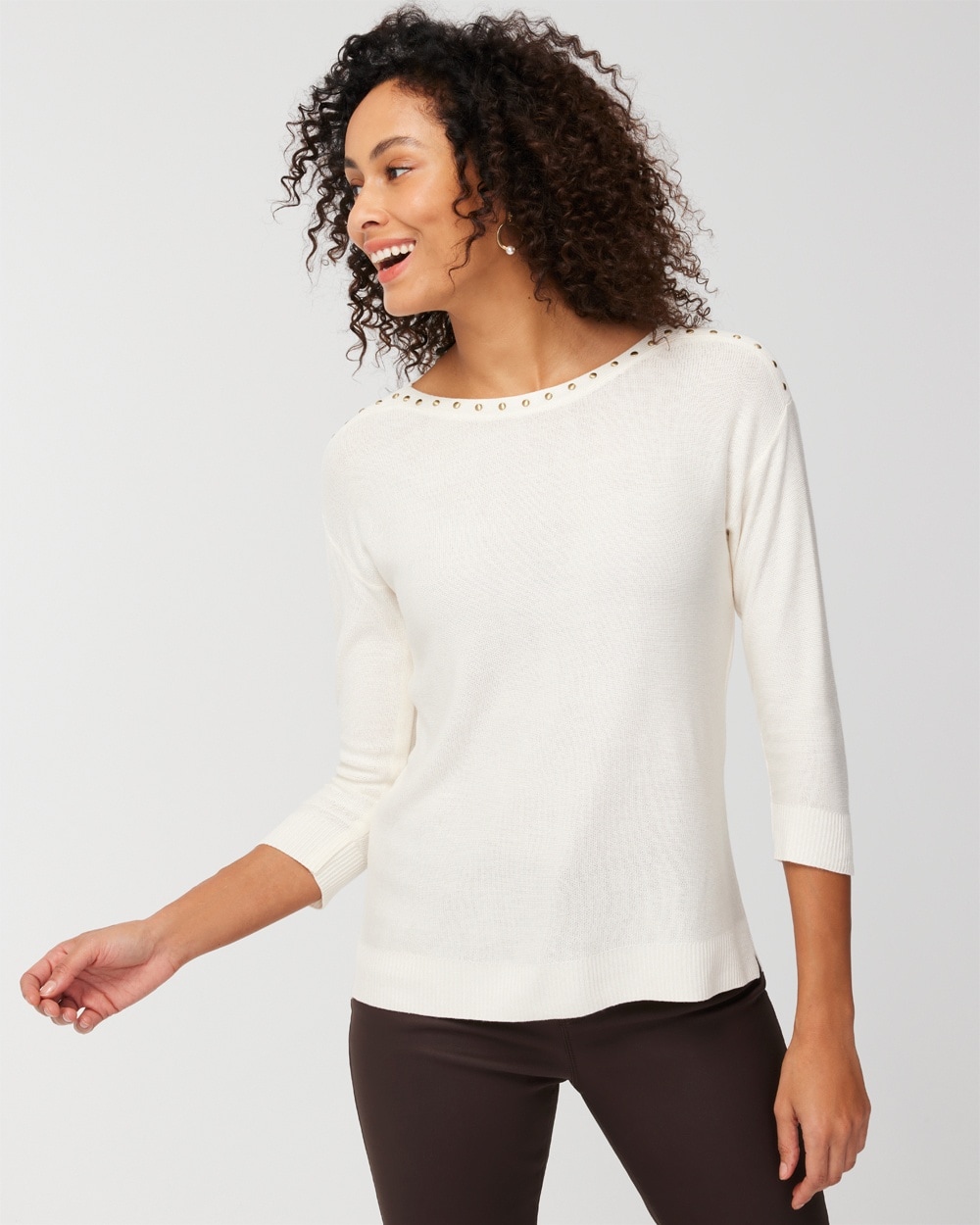 Embellished Bateau Neck Sweater - Chico\'s Off The Rack - Chico\'s Outlet