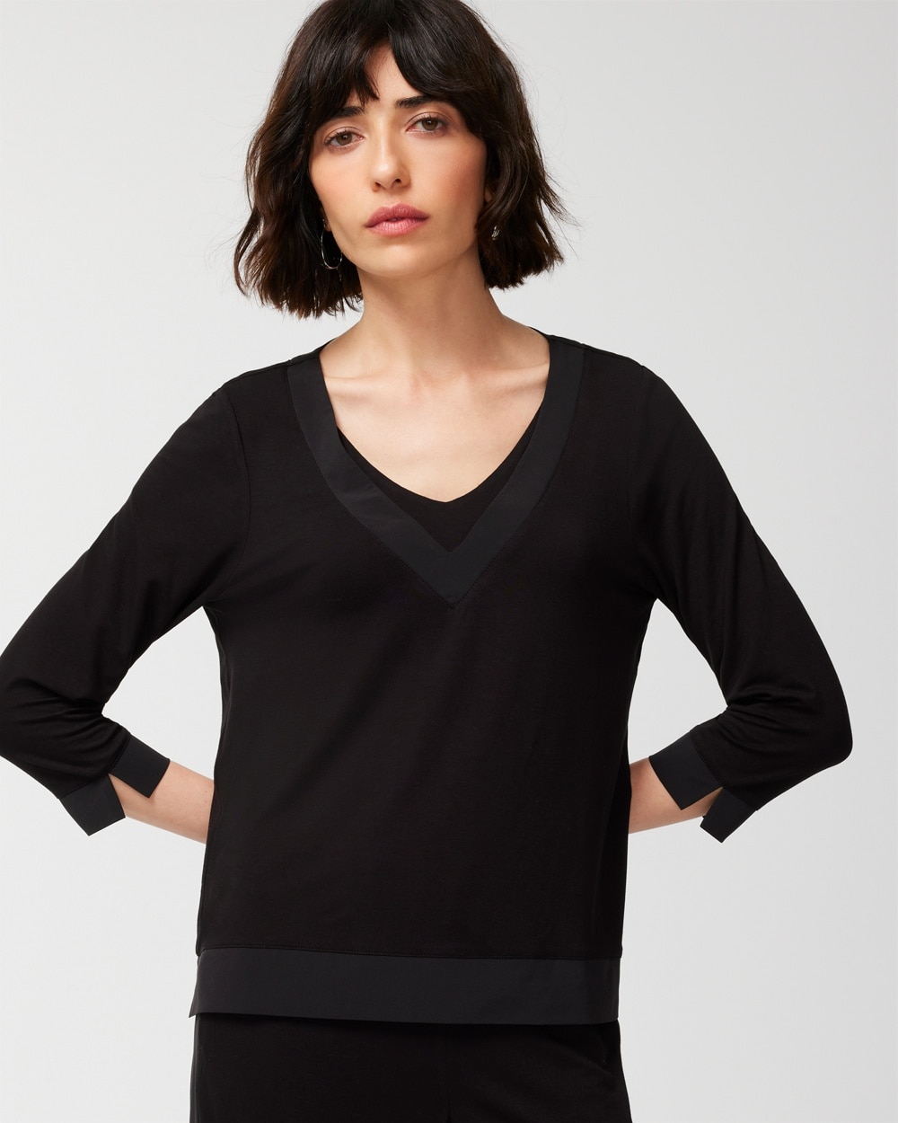 Weekends Bliss Balance Double-V Elbow-Sleeve Top