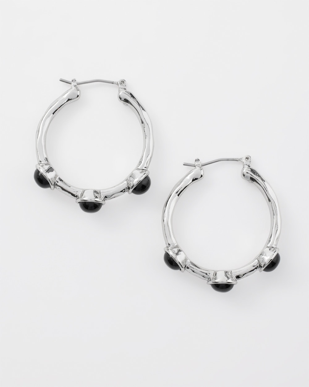 Silvertone Circle Click-It Hoop Earrings
