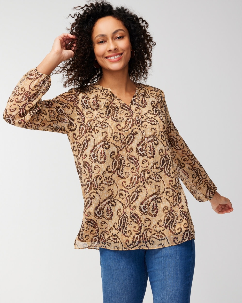 Paisley Leopard Scroll Popover Top