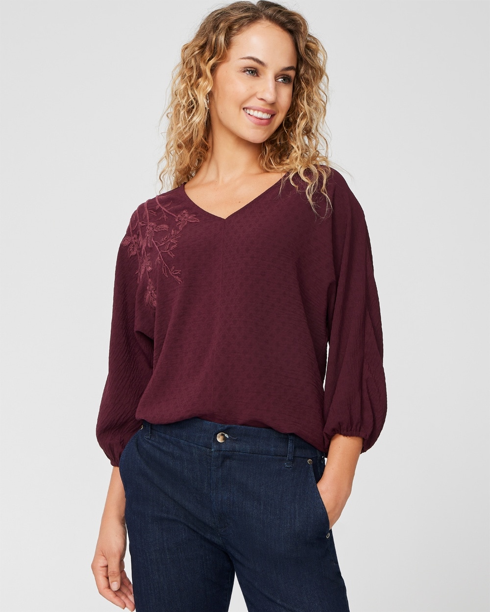 Embroidered Easy Popover Top