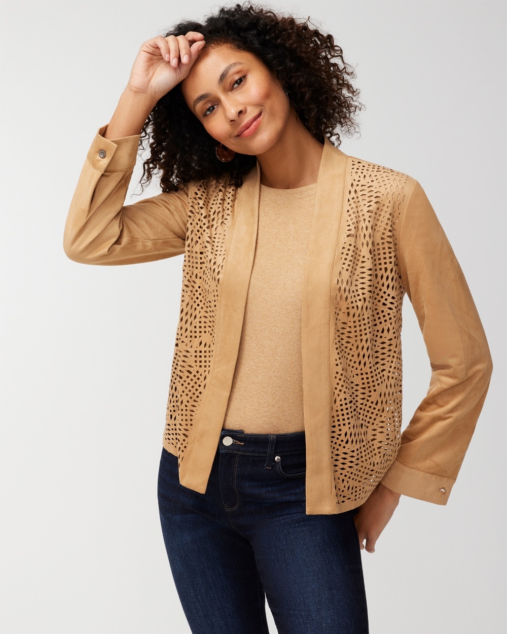 Easy Faux-Suede Perforated Jacket