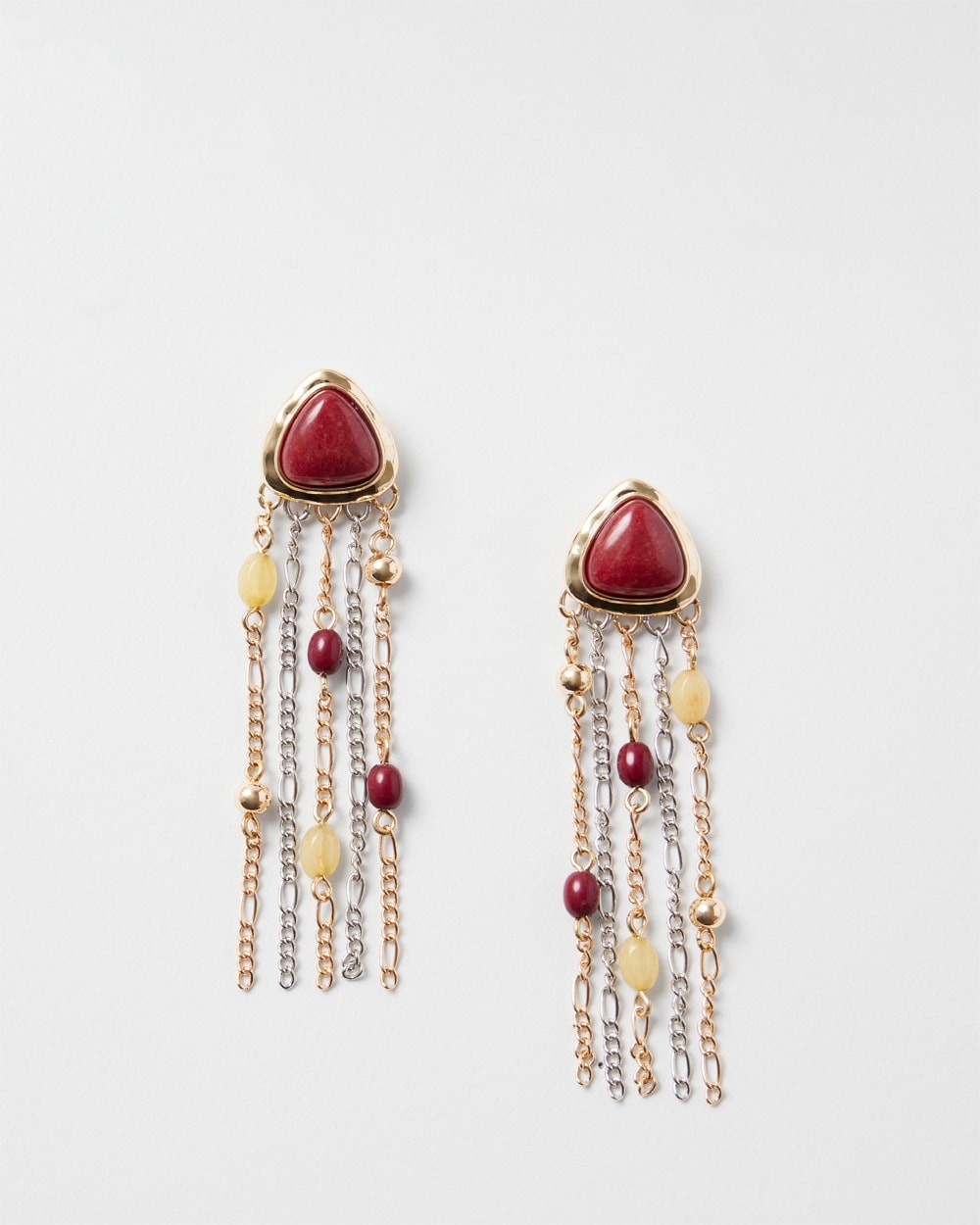 Amulet Red Tassel Chandelier Earrings