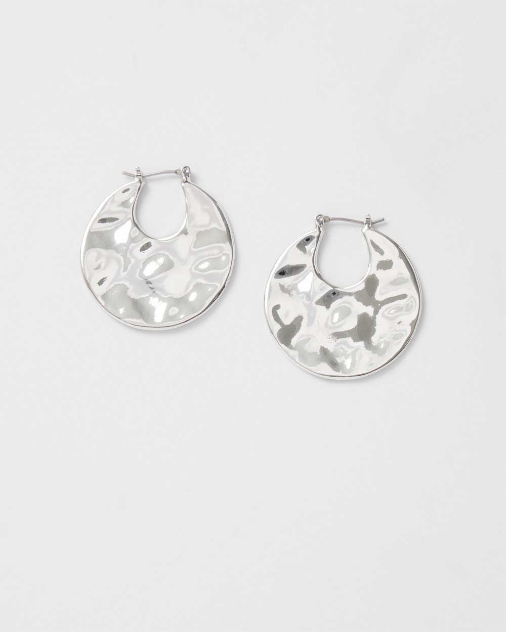 Silvertone Click-It Textured Hoop Earrings
