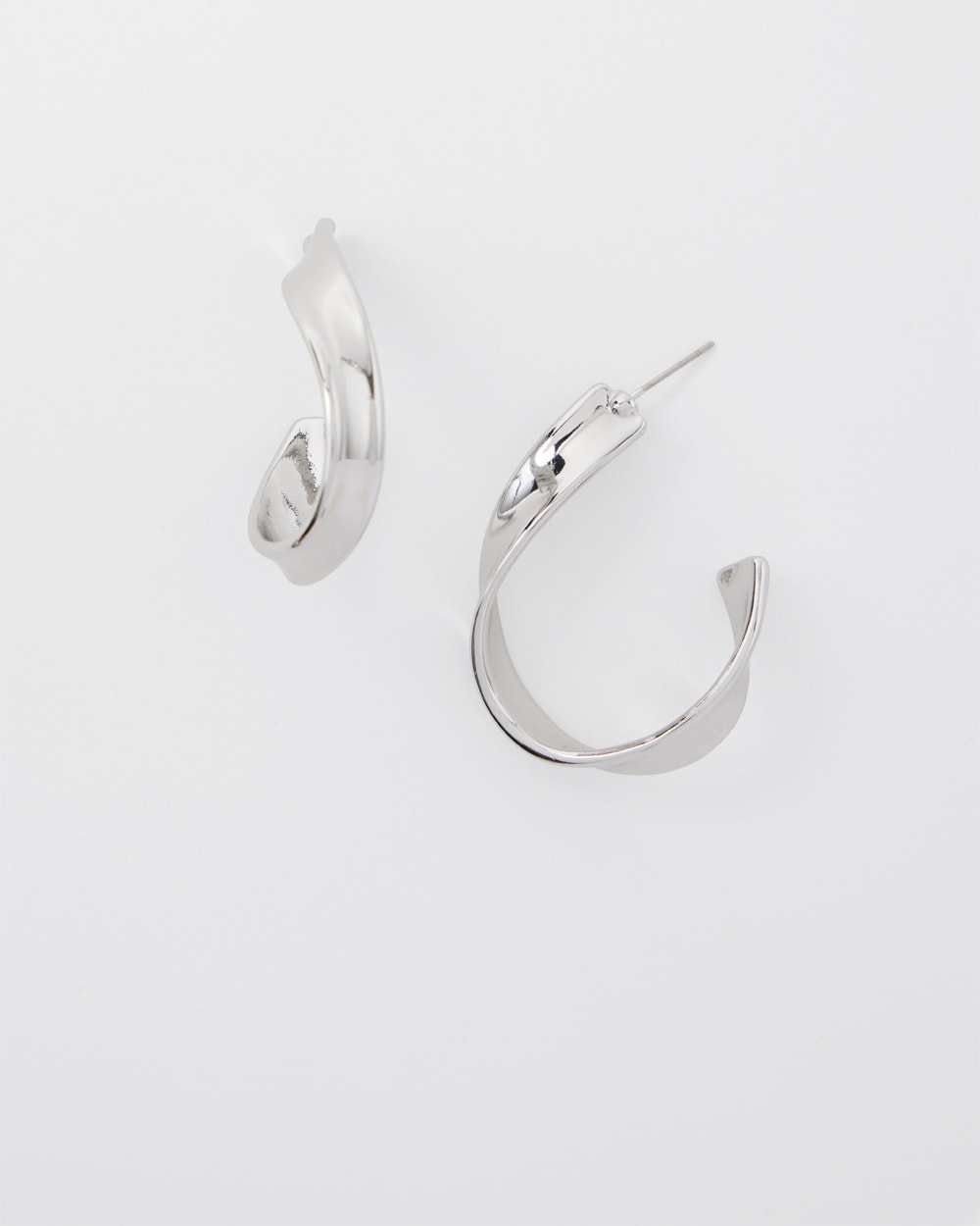 Organic Silvertone Hoop Earrings
