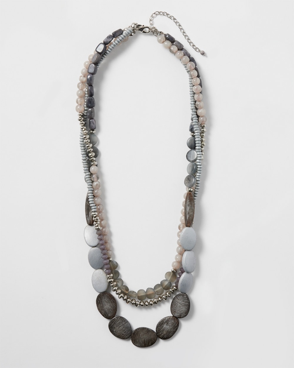 Gray Beaded Multistrand Necklace