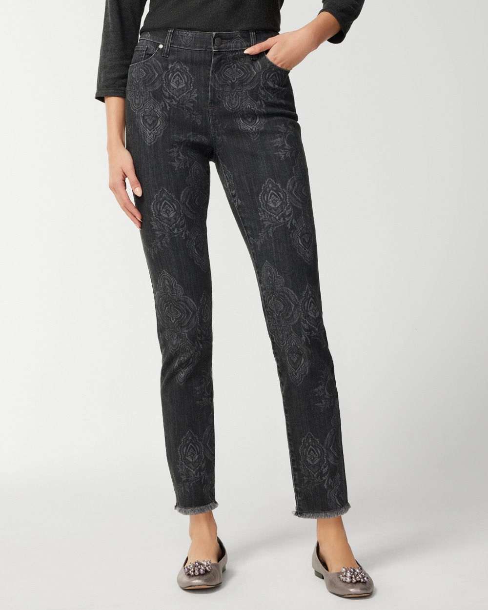 Bicolor Medallion Girlfriend Ankle Jeans - Chico's Off The Rack - Chico's  Outlet