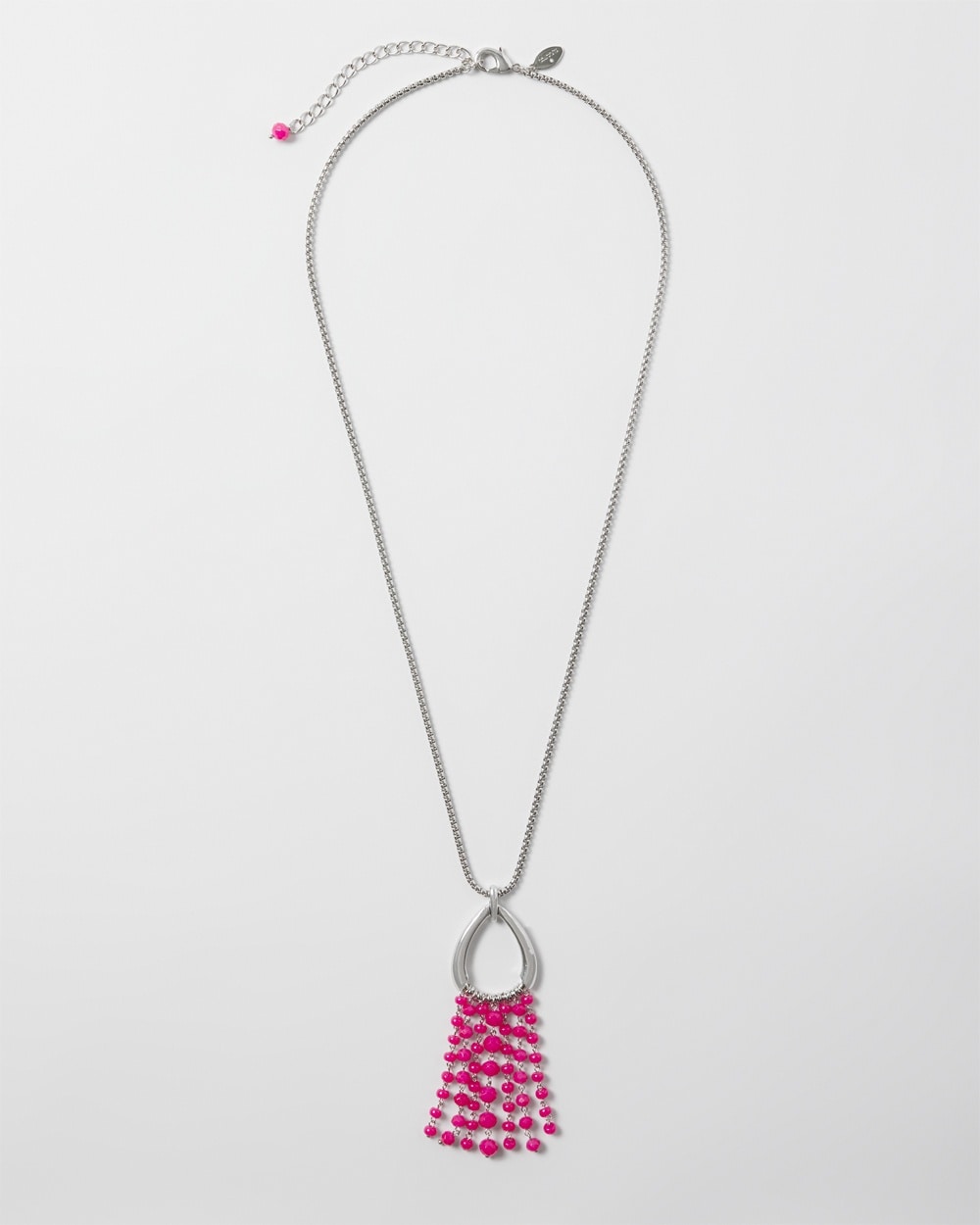Ultra Pink Beaded Tassel Pendant Necklace