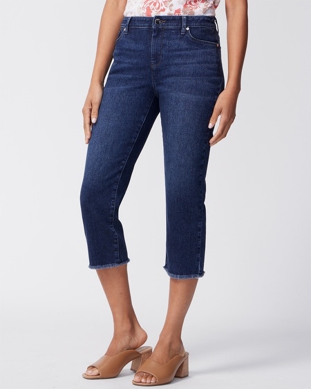 Perfect Stretch Girlfriend Fray Capri Jeans - Chico's Off The Rack - Chico's  Outlet