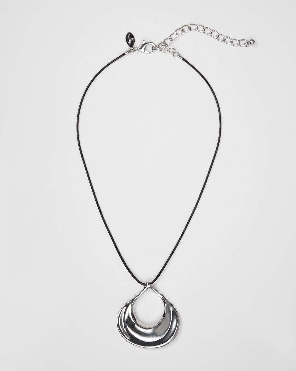 Twist Silvertone Pendant Necklace