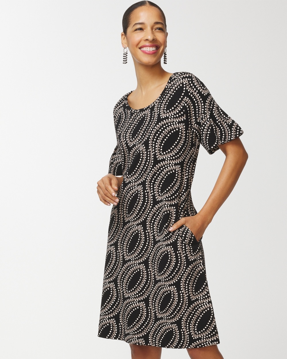 Algiers Paisley Ruffle-Sleeve Knee-Length Dress