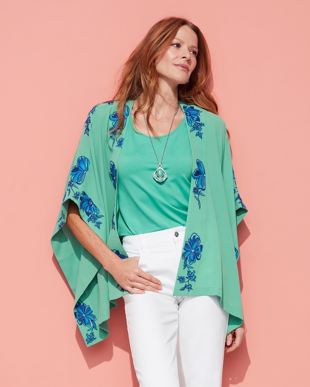 Embroidered Florals Ruana Wrap