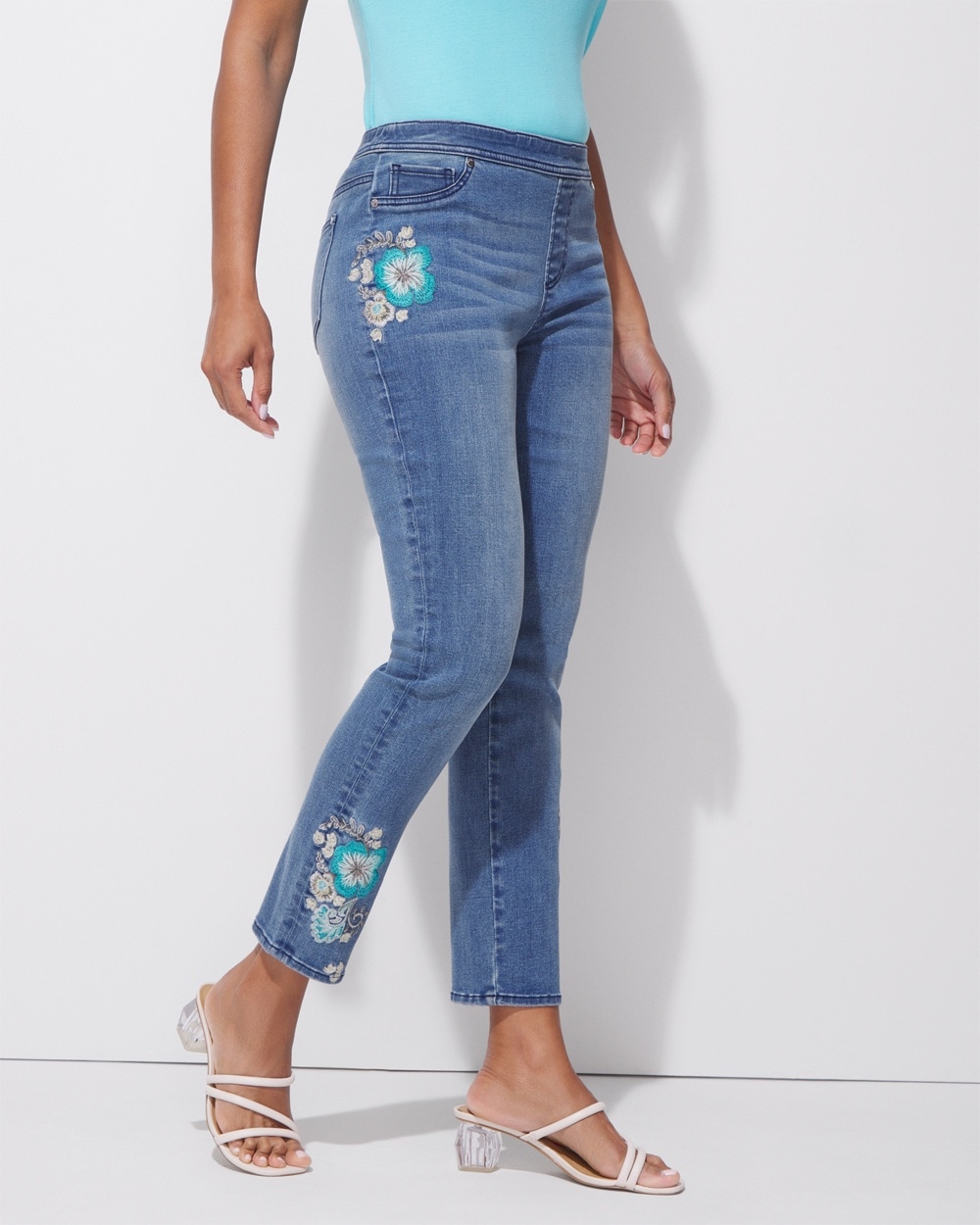 Floral All Over Girlfriend Ankle Jeans