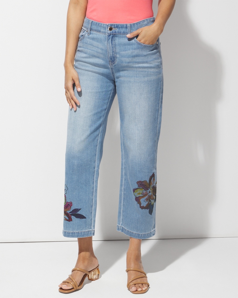 Floral Lightweight Denim Crop Jeans