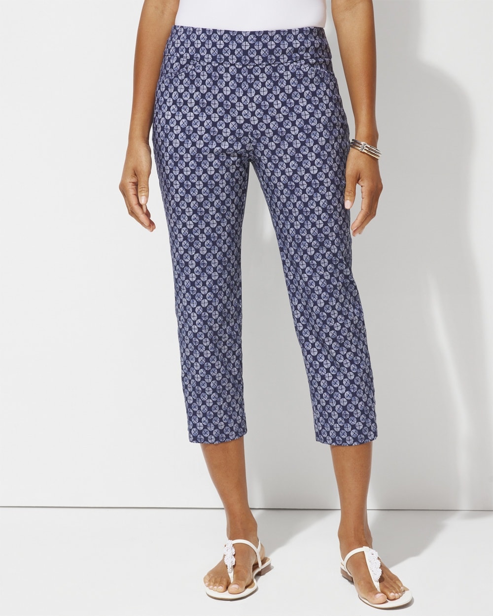 Dot Octagon Perfect Stretch Josie Slim Capri Pants with Lace-Up Detail